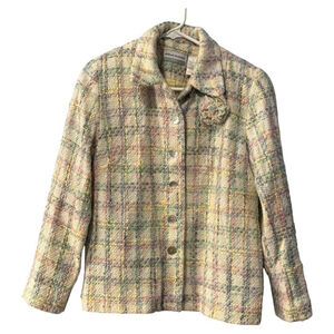 ALFRED DUNNER Women’s Size 8P Jacket Coat Peacoat Wool Blend Tweed Plaid Cottage
